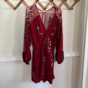 Free People long sleeve red dress *LIKE NEW*